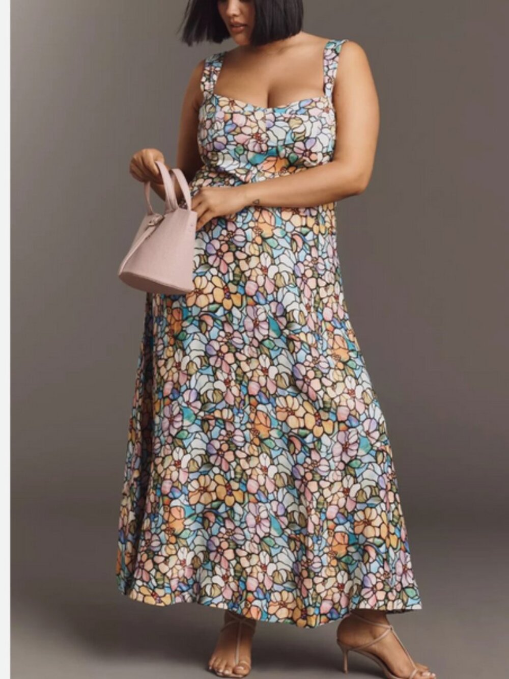 Anthropologie Maeve The Jocelyn Sleeveless Slip Midi Dress Stained Glass 1X NWT